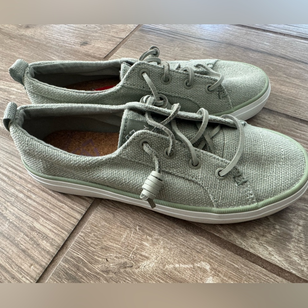 Sage green sperry crest vibe shoes